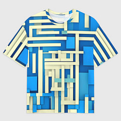 Футболка оверсайз мужская Полосы на синем фоне, цвет: 3D-принт