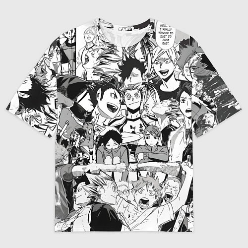 Мужская футболка оверсайз Коллаж по аниме Волейбол / 3D-принт – фото 1