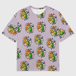 Футболка оверсайз мужская Страшная маска паттерн, цвет: 3D-принт