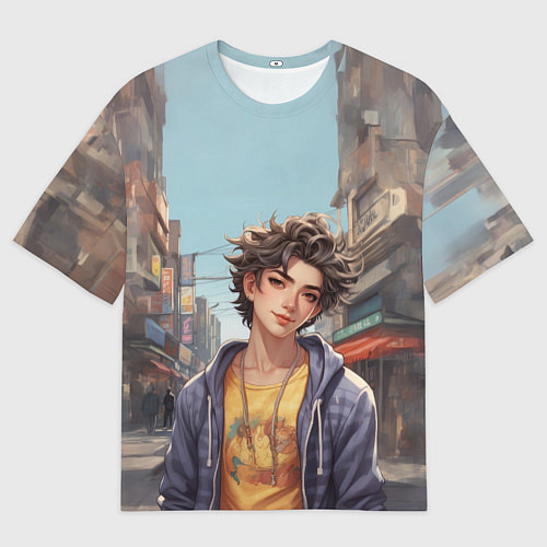 Мужская футболка оверсайз Беззаботный юноша / 3D-принт – фото 1