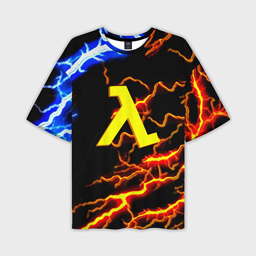 Мужская футболка оверсайз Half Life молнии шторм / 3D-принт – фото 1