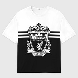 Мужская футболка оверсайз Ливерпуль - черно-белый