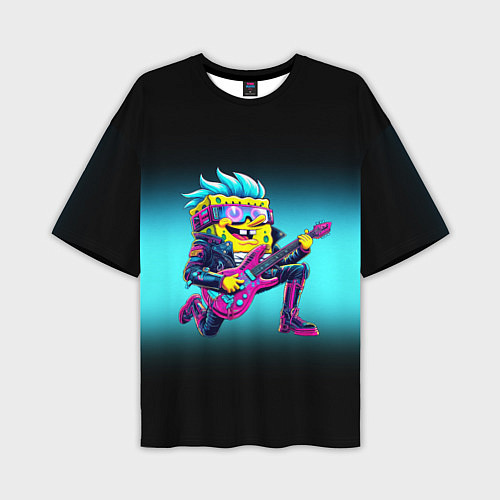 Мужская футболка оверсайз Sponge Bob - rock guitarist - ai art / 3D-принт – фото 1