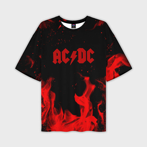 Мужская футболка оверсайз AC DC огненный стиль / 3D-принт – фото 1