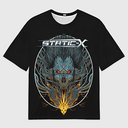 Мужская футболка оверсайз Static x - robo skull