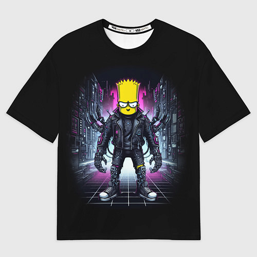 Мужская футболка оверсайз Cool Bart Simpson - cyberpunk - ai art / 3D-принт – фото 1