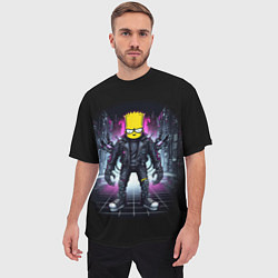 Футболка оверсайз мужская Cool Bart Simpson - cyberpunk - ai art, цвет: 3D-принт — фото 2