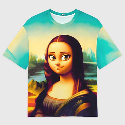 Мужская футболка оверсайз Нейросеть - Мона Лиза в стиле Pixar / 3D-принт – фото 1