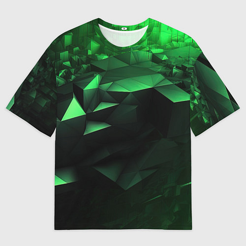 Мужская футболка оверсайз Видение зеленого в абстракции / 3D-принт – фото 1