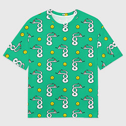 Футболка оверсайз мужская Рождественская санта змея, цвет: 3D-принт