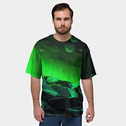 Футболка оверсайз мужская Абстрактное эхо зелени, цвет: 3D-принт — фото 2