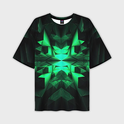 Мужская футболка оверсайз Абстрактное погружение в зелень / 3D-принт – фото 1