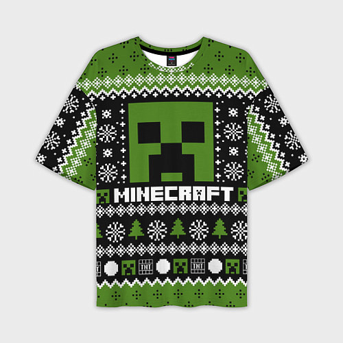 Мужская футболка оверсайз Minecraft christmas sweater / 3D-принт – фото 1