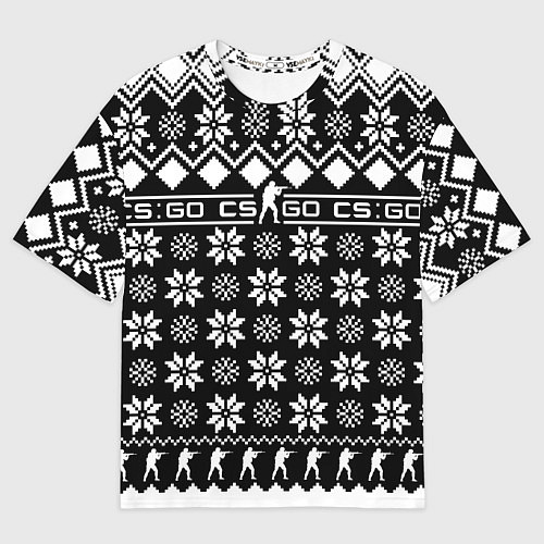 Мужская футболка оверсайз CS GO christmas sweater / 3D-принт – фото 1