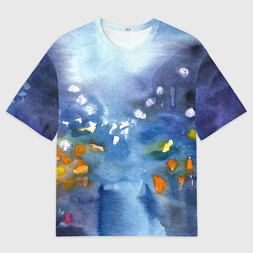 Мужская футболка оверсайз После дождя акварель / 3D-принт – фото 1
