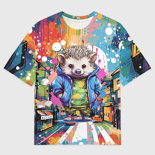 Мужская футболка оверсайз Городской ёжик / 3D-принт – фото 1