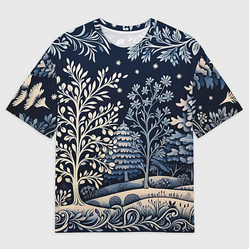 Мужская футболка оверсайз Ледяные узоры нового года / 3D-принт – фото 1