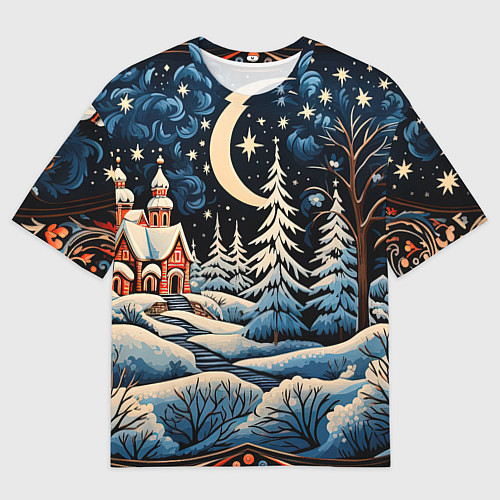 Мужская футболка оверсайз Морозное утро / 3D-принт – фото 1