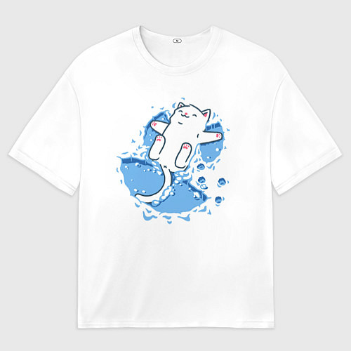 Мужская футболка оверсайз Снежный кото-ангел / 3D-принт – фото 1