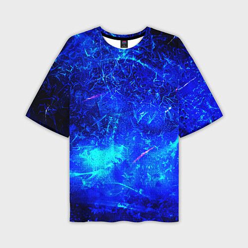 Мужская футболка оверсайз Синий лёд и снежинки / 3D-принт – фото 1