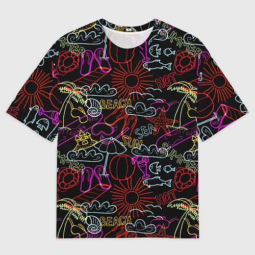 Мужская футболка оверсайз Beach pattern / 3D-принт – фото 1