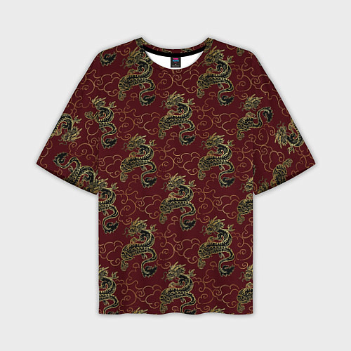 Мужская футболка оверсайз Азиатский стиль дракона / 3D-принт – фото 1