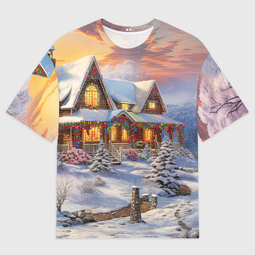 Мужская футболка оверсайз Звездная полночь подарков / 3D-принт – фото 1