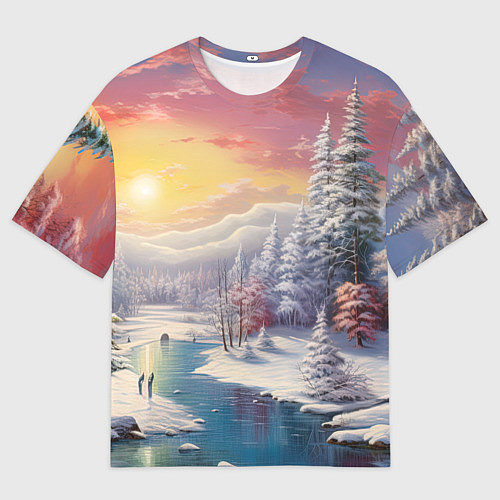 Мужская футболка оверсайз Сказочное сияние нового года / 3D-принт – фото 1