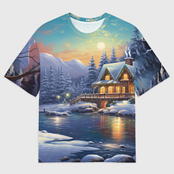 Мужская футболка оверсайз Волшебство зимней ночи