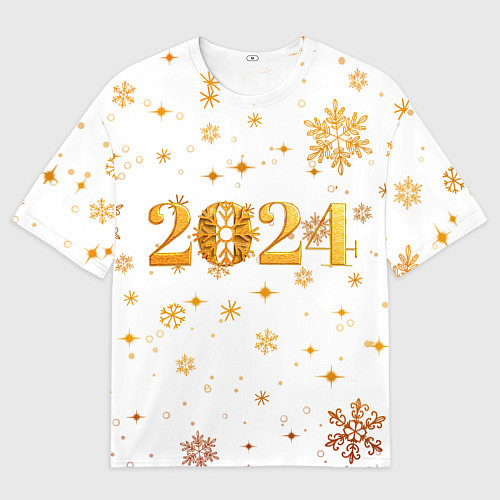 Мужская футболка оверсайз Новый 2024 год - золотой / 3D-принт – фото 1