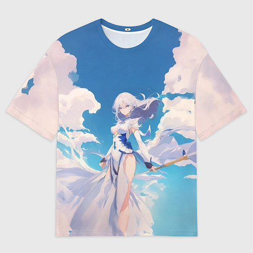 Мужская футболка оверсайз Девушка на фоне неба / 3D-принт – фото 1