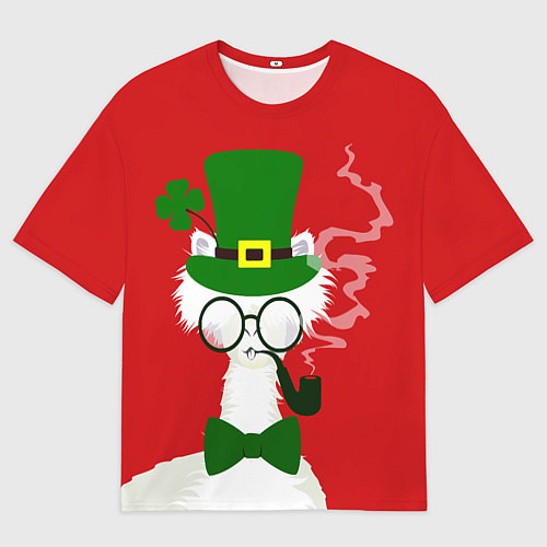 Мужская футболка оверсайз Лама - альпака в день Патрика / 3D-принт – фото 1