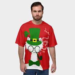 Футболка оверсайз мужская Лама - альпака в день Патрика, цвет: 3D-принт — фото 2