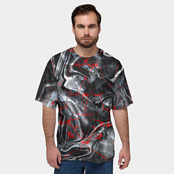 Футболка оверсайз мужская Красные узоры, цвет: 3D-принт — фото 2