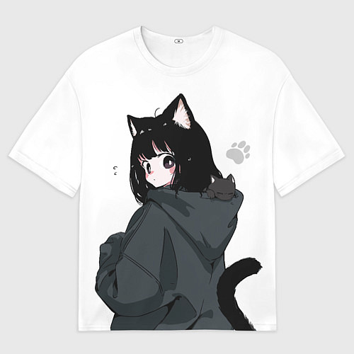 Мужская футболка оверсайз Милая кошкодевочка / 3D-принт – фото 1