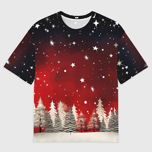 Мужская футболка оверсайз Морозное утро в деревне / 3D-принт – фото 1