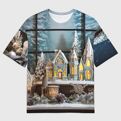 Мужская футболка оверсайз Снежный день в городе