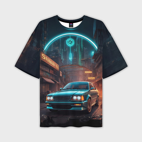 Мужская футболка оверсайз Автомобиль на разрушенной улице / 3D-принт – фото 1