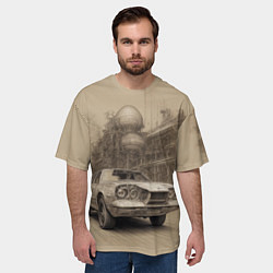 Футболка оверсайз мужская Скетч футуристичного спорткара, цвет: 3D-принт — фото 2