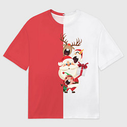 Мужская футболка оверсайз Новогодние персонажи