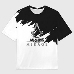 Футболка оверсайз мужская Assassins creed mirage чернобелый, цвет: 3D-принт