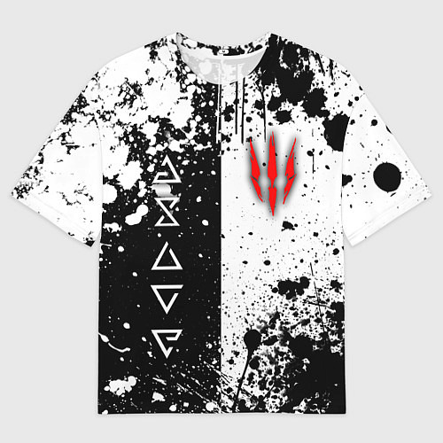 Мужская футболка оверсайз Ведьмак - знаки и брызги / 3D-принт – фото 1
