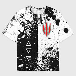 Мужская футболка оверсайз Ведьмак - знаки и брызги
