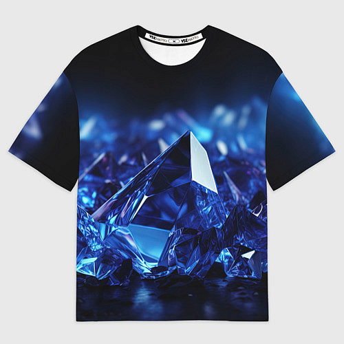 Мужская футболка оверсайз Синие прозрачные алмазы / 3D-принт – фото 1