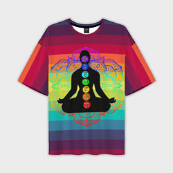 Мужская футболка оверсайз Символ кундалини йоги - чакры исцеления