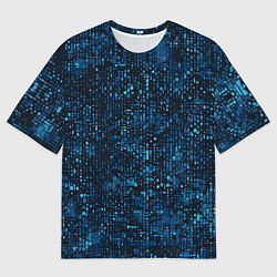 Футболка оверсайз мужская Синие точки на чёрном фоне, цвет: 3D-принт