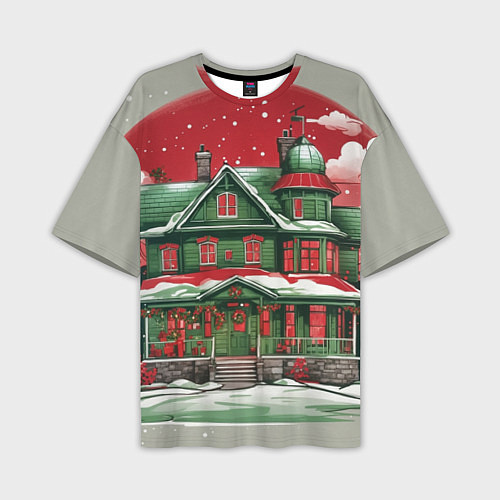 Мужская футболка оверсайз Рождественский дом / 3D-принт – фото 1