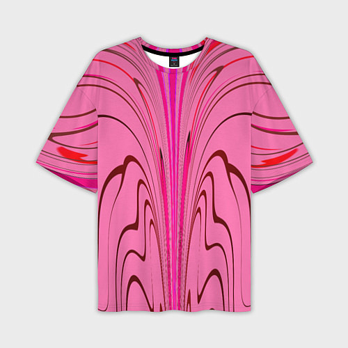 Мужская футболка оверсайз Плавные линии на розовом фоне / 3D-принт – фото 1