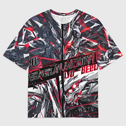 Мужская футболка оверсайз Киберпанк броня красная