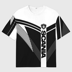 Футболка оверсайз мужская Scania логотип на абстрактном фоне, цвет: 3D-принт